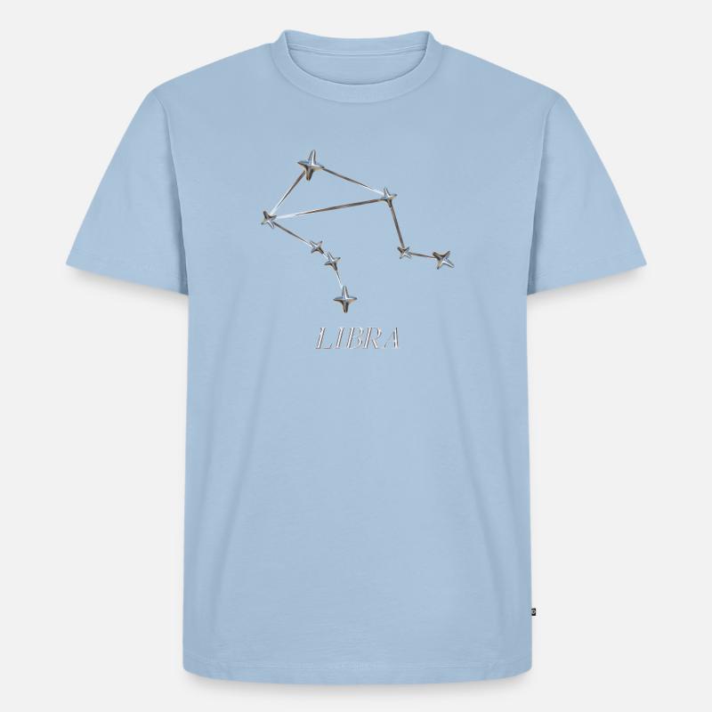 Libra Sternbild – Silber Minimal-Konstellation - Männer Premium Bio T-Shirt - Hellblau