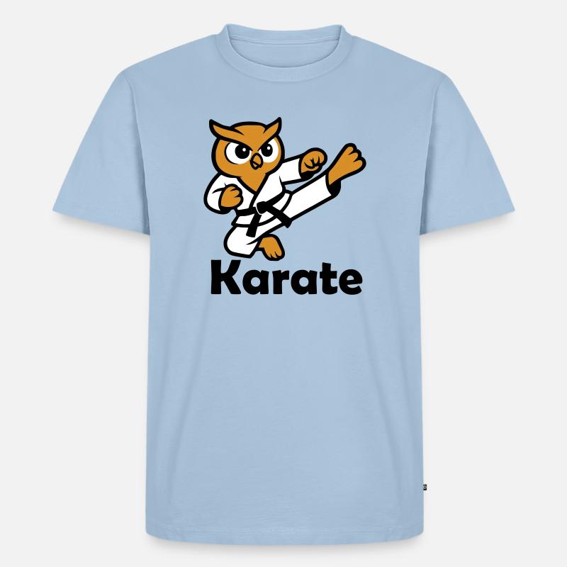 Karate Eule - Männer Premium Bio T-Shirt - Hellblau