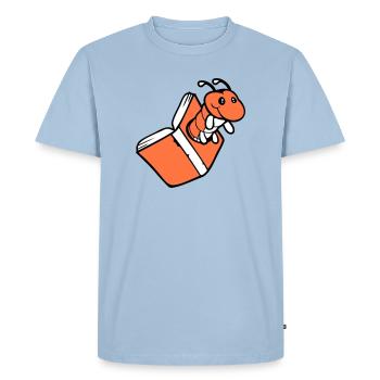 rat de bibliothèque chenille nerd trou de livre geek ver lire - T-shirt Premium bio Homme - bleu clair - Devant - Nico (187cm)