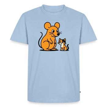 Duo souris câline et chaton - T-shirt Premium bio Homme - bleu clair - Devant - Nico (187cm)
