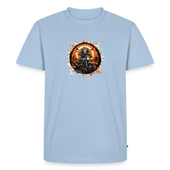 Skeleton Biker in Halloween Ring - Men's Premium Organic T-Shirt - light blue - Front - Nico (187cm)