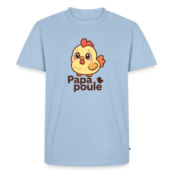 Papa Poule - Fête des Pères - T-shirt Premium bio Homme - bleu clair - Devant - Nico (187cm)