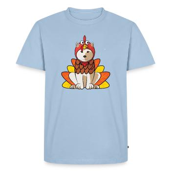 Kishu Inu Thanksgiving Mignon amoureux des chiens japonais - T-shirt Premium bio Homme - bleu clair - Devant - Nico (187cm)