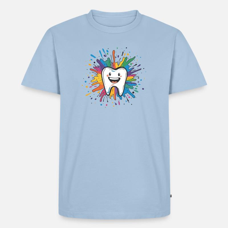 Bunter Zahn Spritzer - Männer Premium Bio T-Shirt - Hellblau