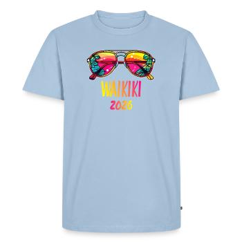 Waikiki 2026 Sunglasses - Men's Premium Organic T-Shirt - light blue - Front - Nico (187cm)