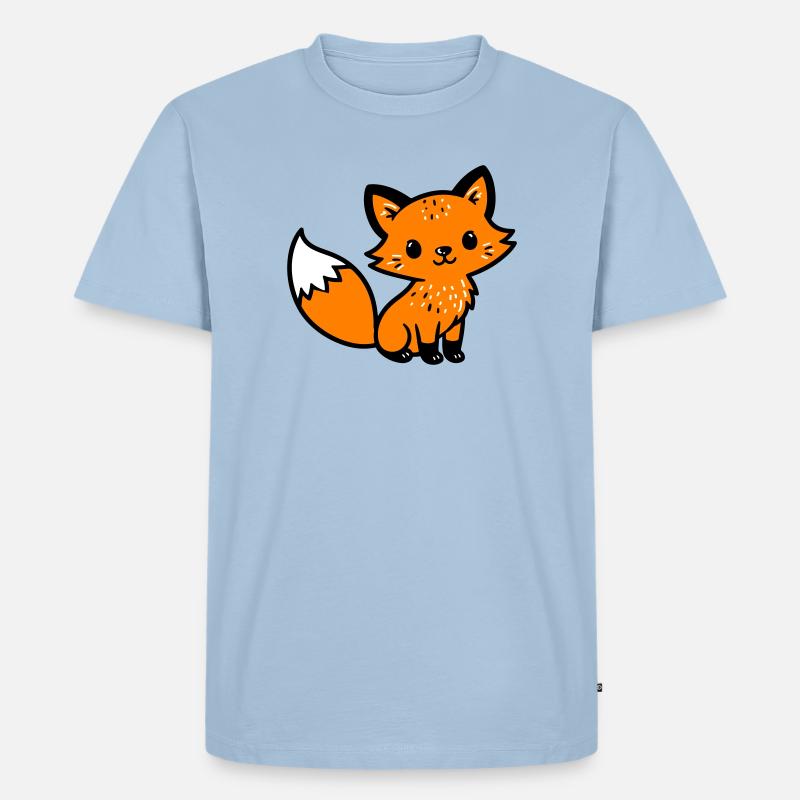 Fuchs Niedlich Comic - Männer Premium Bio T-Shirt - Hellblau