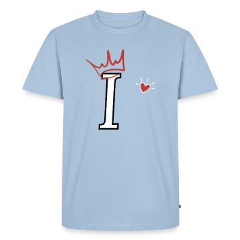 Lettre i couronne cœur  - T-shirt Premium bio Homme - bleu clair - Devant - Nico (187cm)