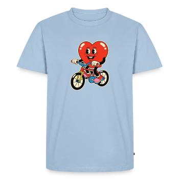 Dessin animé Cœur sur Bicyclette - T-shirt Premium bio Homme - bleu clair - Devant - Nico (187cm)