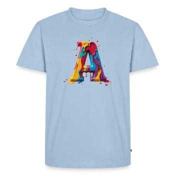 Lettres Alphabet Lettre A colorée personnalisée - T-shirt Premium bio Homme - bleu clair - Devant - Nico (187cm)