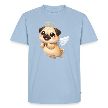 Cute Pug Cartoon Angel with Wings Friendly - Men's Premium Organic T-Shirt - light blue - Front - Nico (187cm)