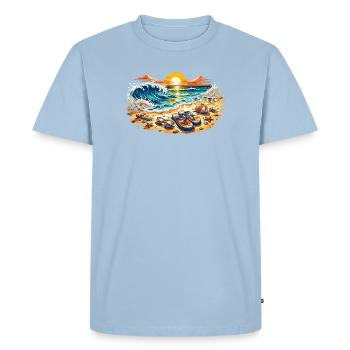 Illustration de coucher de soleil sur la plage - T-shirt Premium bio Homme - bleu clair - Devant - Nico (187cm)