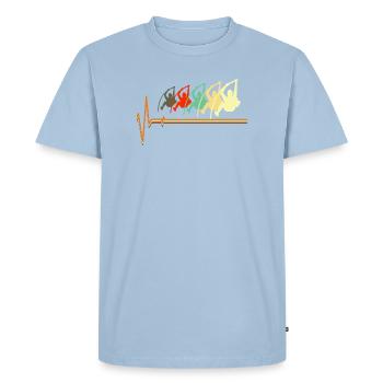 Saut en hauteur, battement de cœur, ECG, pulsation, athlétisme, art - T-shirt Premium bio Homme - bleu clair - Devant - Nico (187cm)