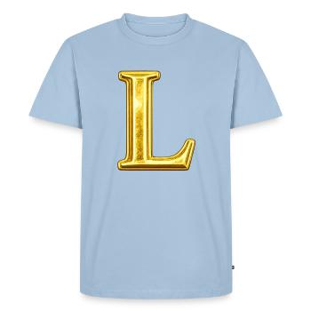 Monogramme en L d’or - T-shirt Premium bio Homme - bleu clair - Devant - Nico (187cm)