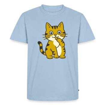 Lèche la patte, chat cartoon mignon à patte - T-shirt Premium bio Homme - bleu clair - Devant - Nico (187cm)