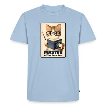 Funny Cat Master of The Dork Arts  - Men's Premium Organic T-Shirt - light blue - Front - Nico (187cm)
