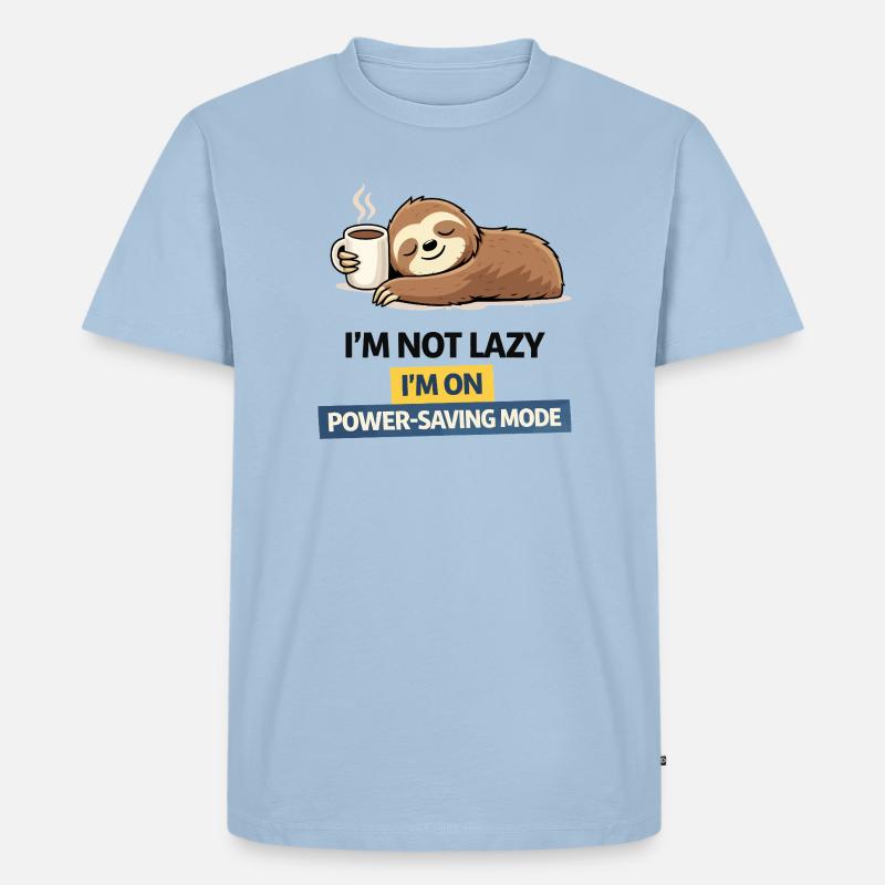 Sloth Power Saving Mode Tee - Men's Premium Organic T-Shirt - light blue