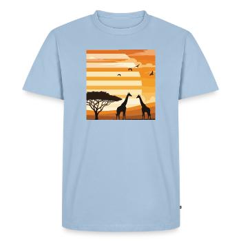 Chemise paysage Afrique du Coucher de soleil safari - T-shirt Premium bio Homme - bleu clair - Devant - Nico (187cm)
