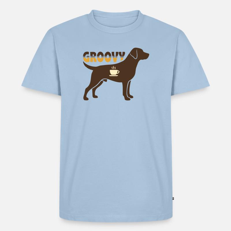 Groovy Hund Retriever Retro - Männer Premium Bio T-Shirt - Hellblau