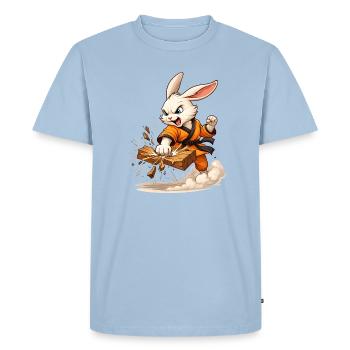 Strong motif with fighting rabbit in karate style - Men's Premium Organic T-Shirt - light blue - Front - Nico (187cm)