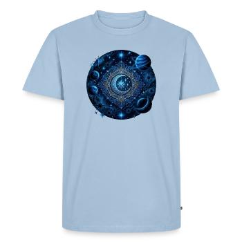 Planètes spatiales Galaxies Étoiles Lunes - T-shirt Premium bio Homme - bleu clair - Devant - Nico (187cm)
