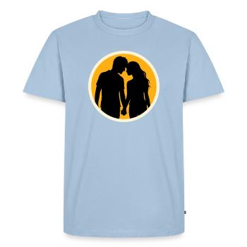 Couple Silhouette Amour Romance Petit ami de la Saint-Valentin - T-shirt Premium bio Homme - bleu clair - Devant - Nico (187cm)