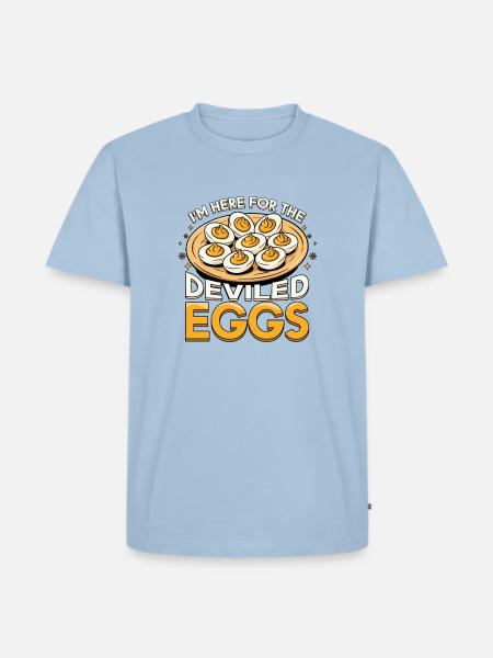 Ich bin hier für das Teufelskeier-Thanksgiving-Dinner - Männer Premium Bio T-Shirt - Hellblau