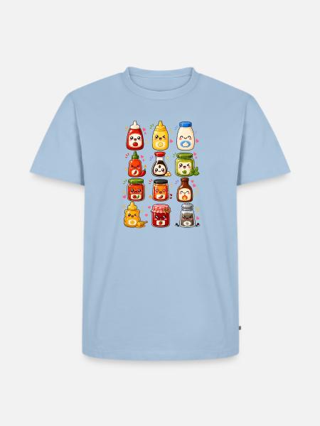 Kawaii Saucen | Würzen & Kochen - Männer Premium Bio T-Shirt - Hellblau