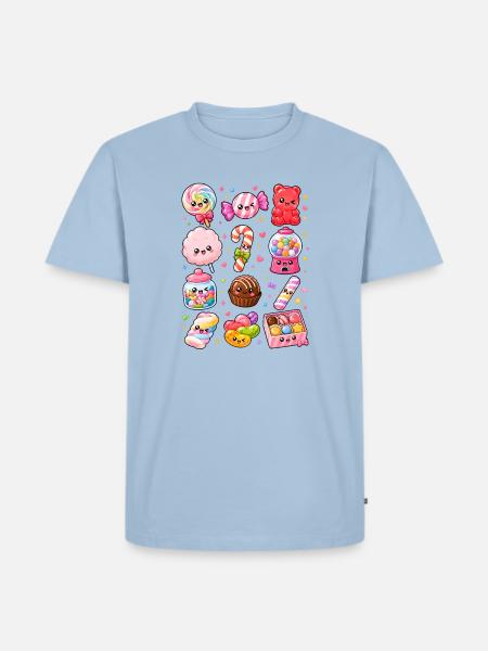 Kawaii Süßigkeiten | Candy & Nascherei - Männer Premium Bio T-Shirt - Hellblau