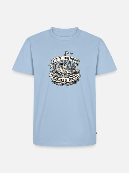 Fisherman Boatfishing - Männer Premium Bio T-Shirt - Hellblau