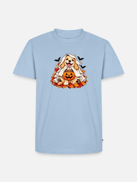 Süßer Geisterhund Halloween - Männer Premium Bio T-Shirt - Hellblau