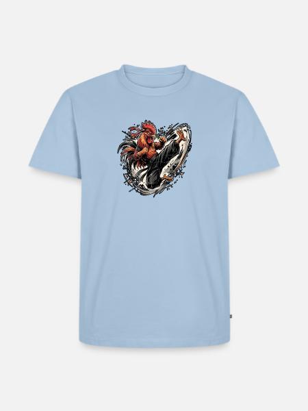 Karate Chicken - Männer Premium Bio T-Shirt - Hellblau
