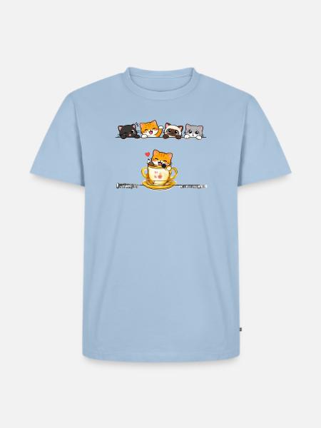 Kawaii Katzen-Teeparty - Männer Premium Bio T-Shirt - Hellblau