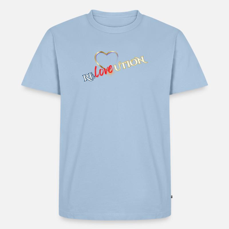 Liebevolution Herzrose Typo - Männer Premium Bio T-Shirt - Hellblau