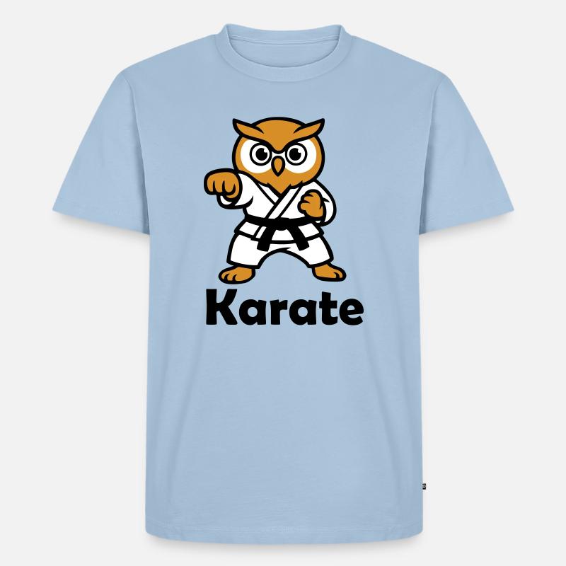 Karate Eule - Männer Premium Bio T-Shirt - Hellblau