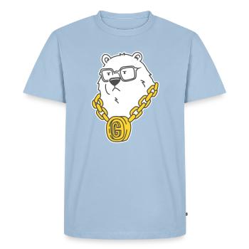 Gangsta Bear – Rappeur Grizzly avec chaîne en or et style - T-shirt Premium bio Homme - bleu clair - Devant - Nico (187cm)