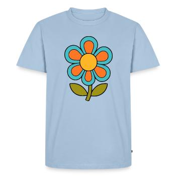 Flowerpower rétro à motifs floraux des années 70 - T-shirt Premium bio Homme - bleu clair - Devant - Nico (187cm)