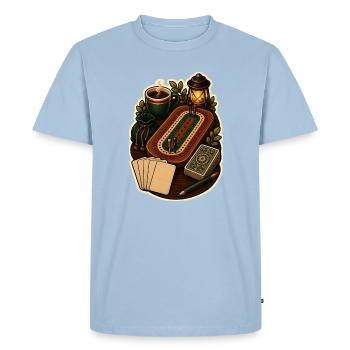 Cribbage Breadboard Cards - Men's Premium Organic T-Shirt - light blue - Front - Nico (187cm)