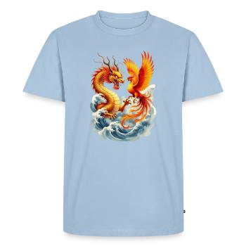 Vecteur dragon et phénix - T-shirt Premium bio Homme - bleu clair - Devant - Nico (187cm)