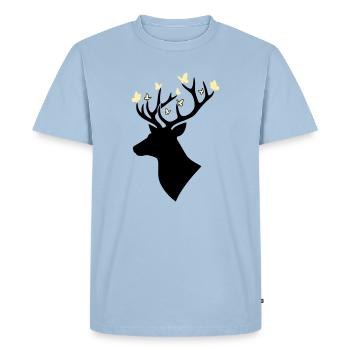 Jaune papillon tête de cerf - T-shirt Premium bio Homme - bleu clair - Devant - Nico (187cm)