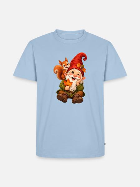 Wichtel mit Eichhörnchen - Männer Premium Bio T-Shirt - Hellblau