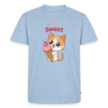 Chaton Glacé Sucré Kawaii - T-shirt Premium bio Homme - bleu clair - Devant - Nico (187cm)