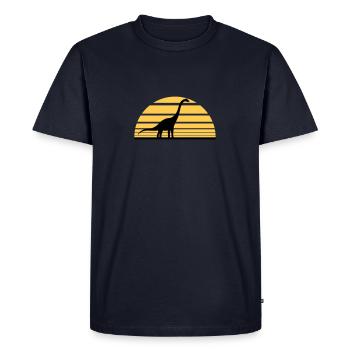 sun evening sunrise diplodocus long-neck big huge - Men's Premium Organic T-Shirt - navy - Front - Nico (187cm)
