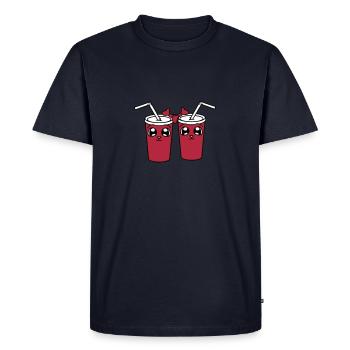 2 amis équipe couple visage bande dessinée bande d - T-shirt Premium bio Homme - bleu marine - Devant - Nico (187cm)