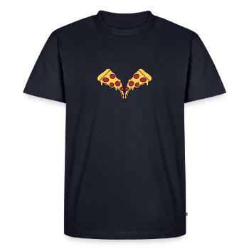 2 morceaux morceaux salami pizza délicieuse nourri - T-shirt Premium bio Homme - bleu marine - Devant - Nico (187cm)