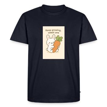 Lapin Kawaii Câlin Carotte Géante - T-shirt Premium bio Homme - bleu marine - Devant - Nico (187cm)