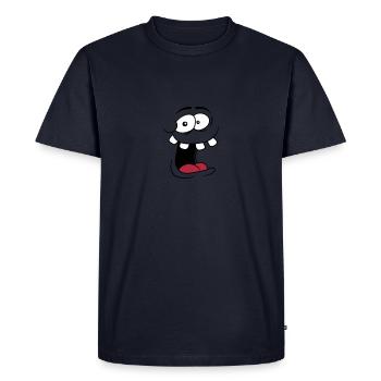 rire visage fou fou fou fou idiot drôle grimace id - T-shirt Premium bio Homme - bleu marine - Devant - Nico (187cm)