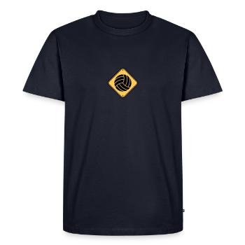 bouclier avertissement danger danger danger volley - T-shirt Premium bio Homme - bleu marine - Devant - Nico (187cm)