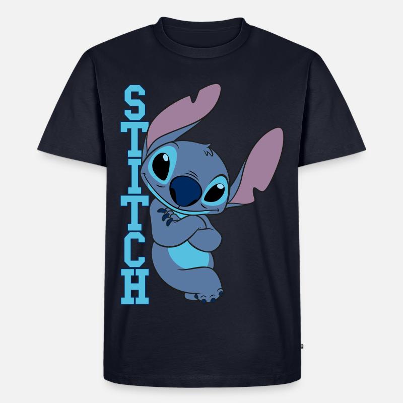 Lilo & Stitch Schriftzug Mit Stitch - Männer Premium Bio T-Shirt - Navy