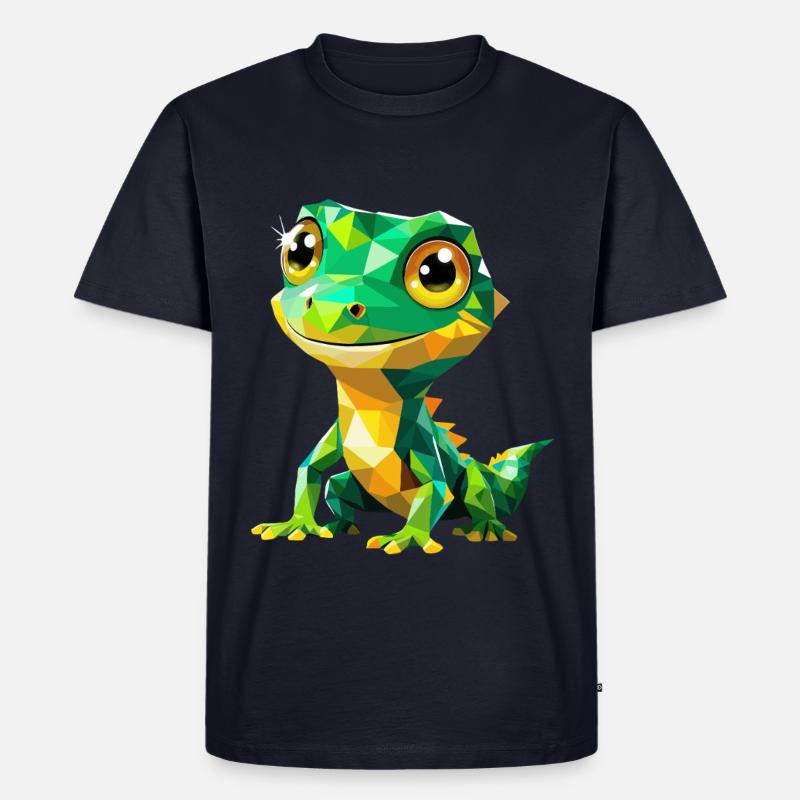 Gecko Polygon – Buntes Tierdesign - Männer Premium Bio T-Shirt - Navy