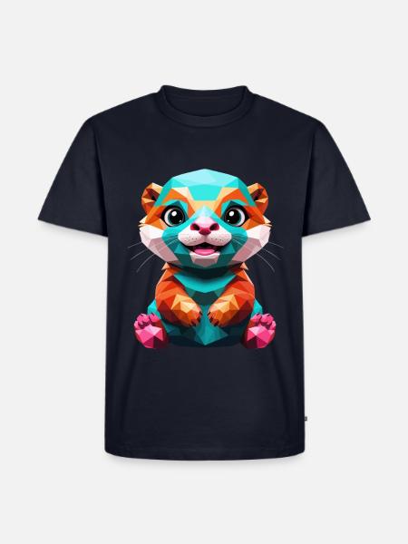 Bunter Fischotter im Polygon - Männer Premium Bio T-Shirt - Navy
